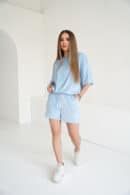 Szorty welurowe damskie BG Mave | błękit