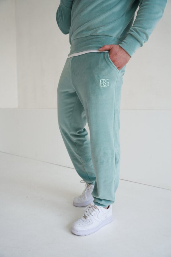 Spodnie welurowe męskie BG Glenn | szałwia