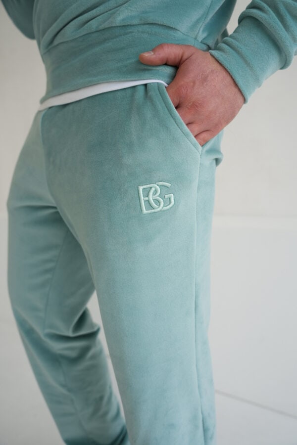 Spodnie welurowe męskie BG Glenn | szałwia