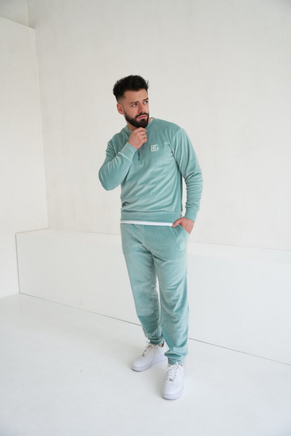 Spodnie welurowe męskie BG Glenn | szałwia