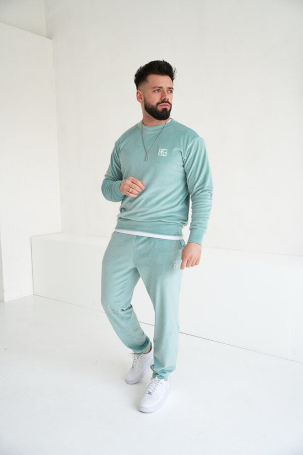 Spodnie welurowe męskie BG Glenn | szałwia