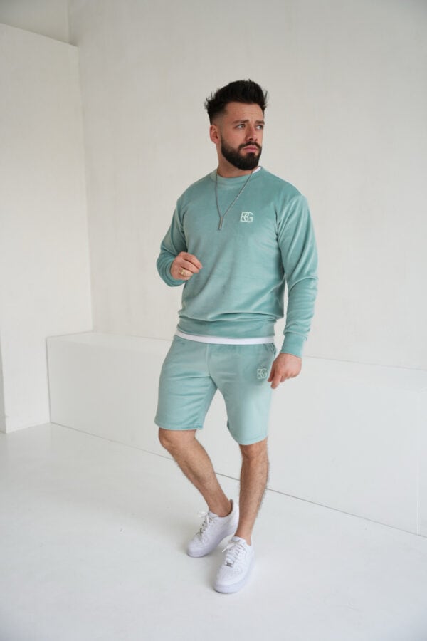 Szorty welurowe męskie BG Mono | szałwia