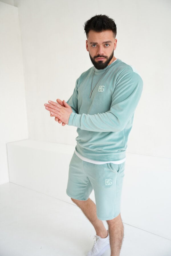 Bluza męska welurowa BG Bass | szałwia