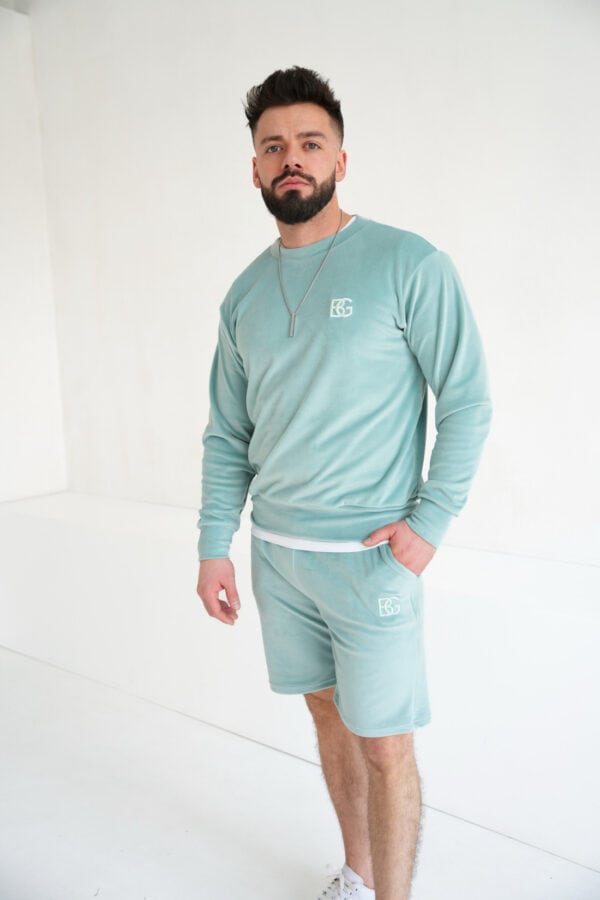 Bluza męska welurowa BG Bass | szałwia