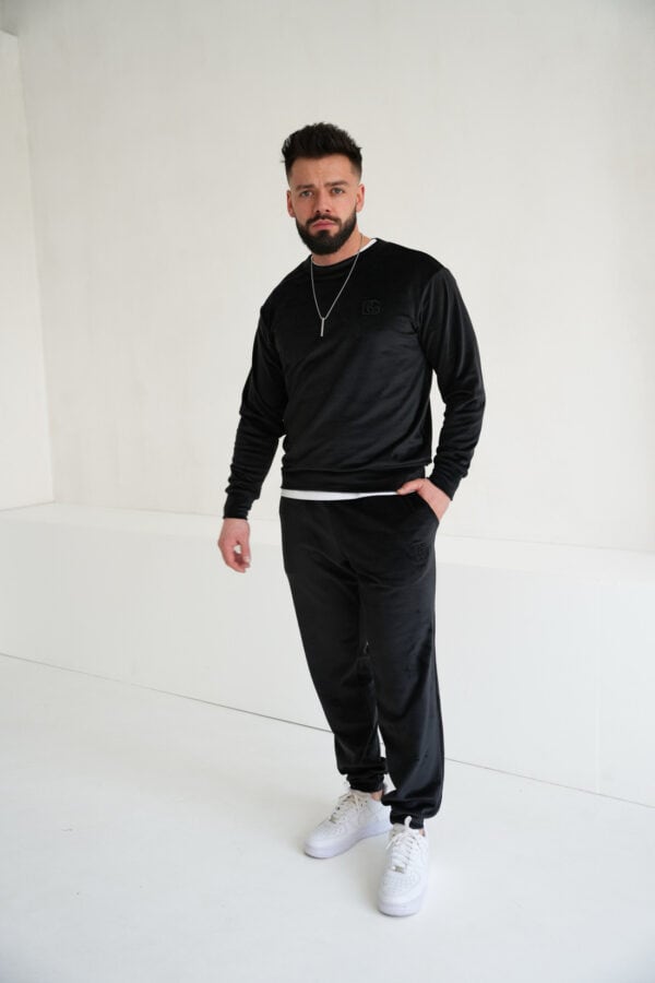 Spodnie welurowe męskie BG Glenn | czarny