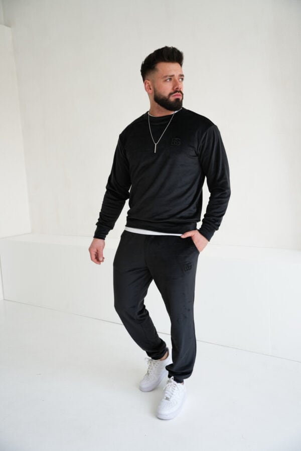 Spodnie welurowe męskie BG Glenn | czarny