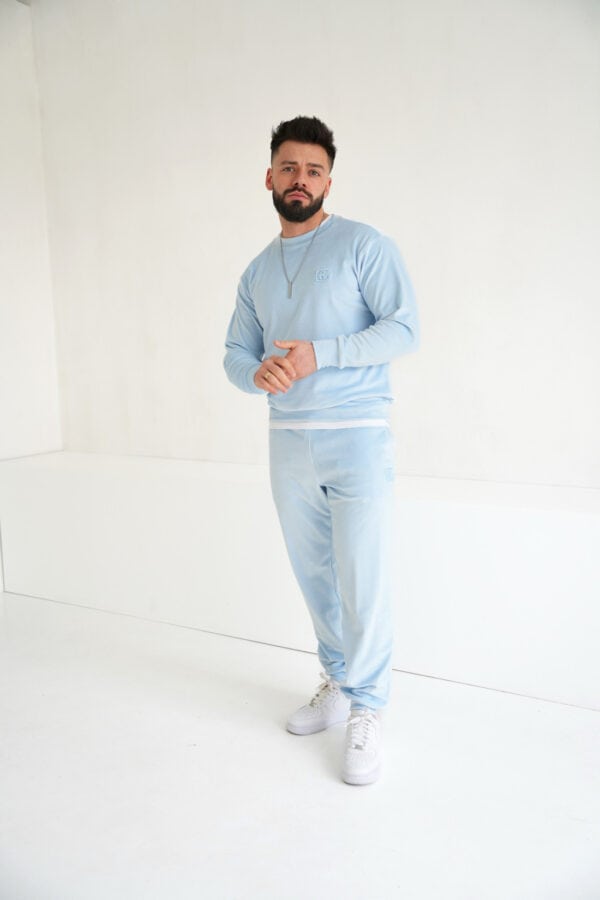 Spodnie welurowe męskie BG Glenn | błękit