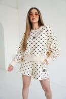 Bluza waniliowa-czekoladowe kropki damska | BG Warren