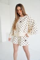 Bluza waniliowa-czekoladowe kropki damska | BG Warren