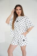 T-Shirt damski BG Dots | biały - czarny kropki