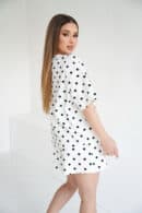 T-Shirt damski BG Dots | biały - czarny kropki