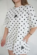 T-Shirt damski BG Dots | biały - czarny kropki