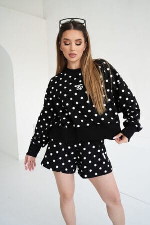 Bluza czarna-białe kropki damska | BG Warren