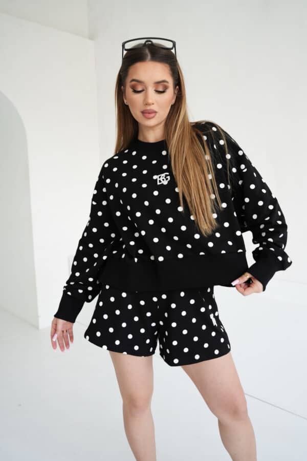 Bluza czarna-białe kropki damska | BG Warren
