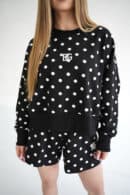 Bluza czarna-białe kropki damska | BG Warren