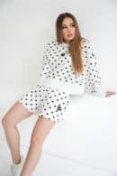 Szorty białe - czarne kropki damskie | BG Piano