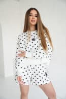 Bluza biała-czarne kropki damska | BG Warren