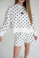 Bluza biała-czarne kropki damska | BG Warren