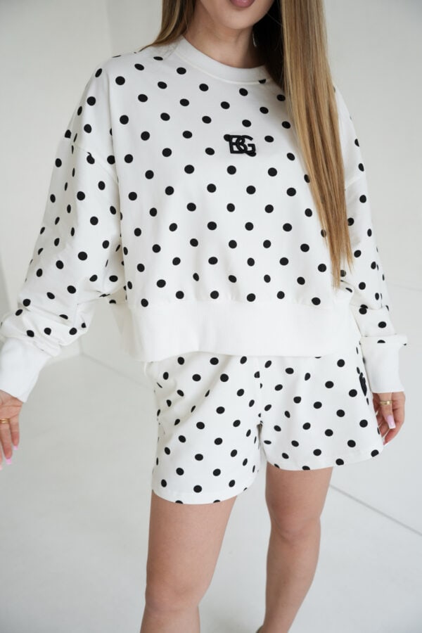 Bluza biała-czarne kropki damska | BG Warren