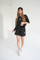 T-Shirt damski BG Dots | czarny - biały kropki