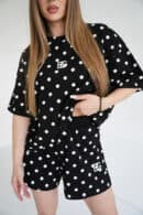 Szorty czarne - białe kropki damskie | BG Piano