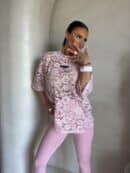 Bluzka MARMARIS koronka welur – różowa Bluzka MARMARIS koronka welur – różowa