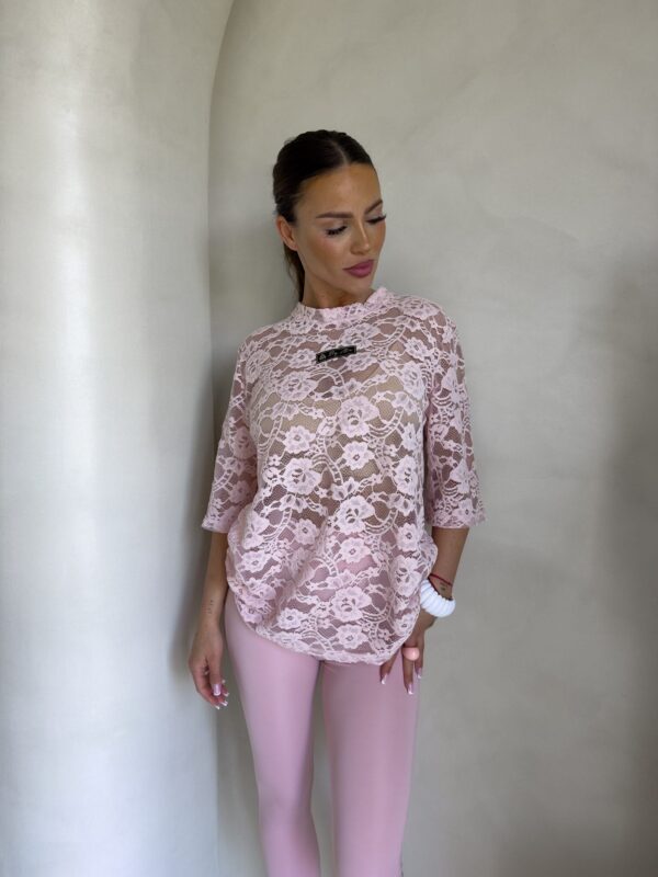 Bluzka MARMARIS koronka welur – różowa Bluzka MARMARIS koronka welur – różowa