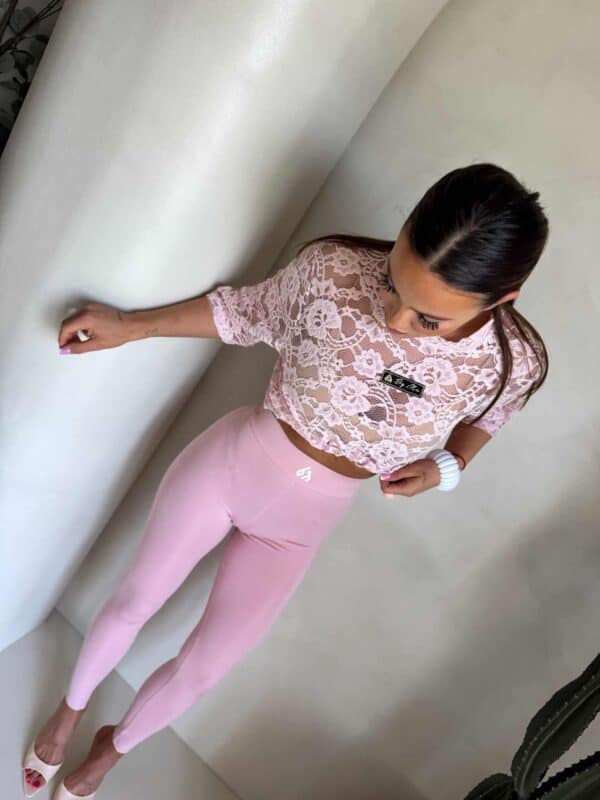 Bluzka MARMARIS koronka welur – różowa Bluzka MARMARIS koronka welur – różowa