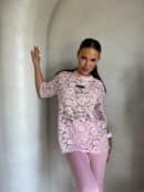 Bluzka MARMARIS koronka welur – różowa Bluzka MARMARIS koronka welur – różowa