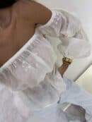 Bluzka hiszpanka MISS print kwiatuszki – ecru Bluzka hiszpanka MISS print kwiatuszki – ecru