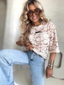 Bluzka MARMARIS koronka welur – beżowa