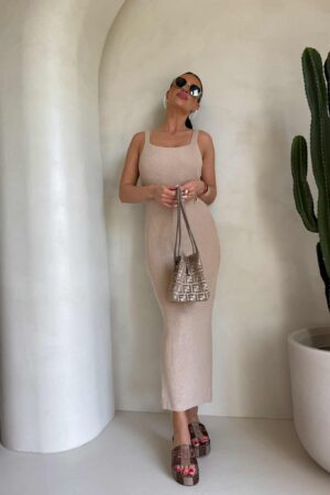 Sukienka NADI - ciemny beż