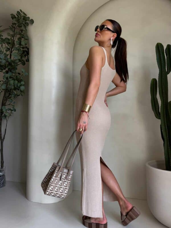 Sukienka NADI - ciemny beż