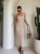 Sukienka NADI - ciemny beż