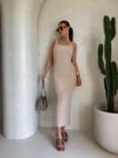 Sukienka NADI - ciemny beż