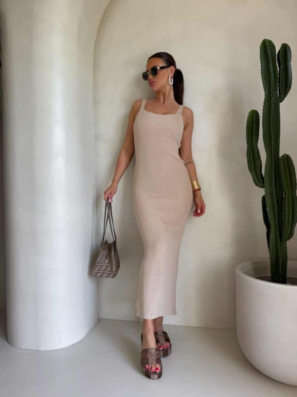 Sukienka NADI - ciemny beż