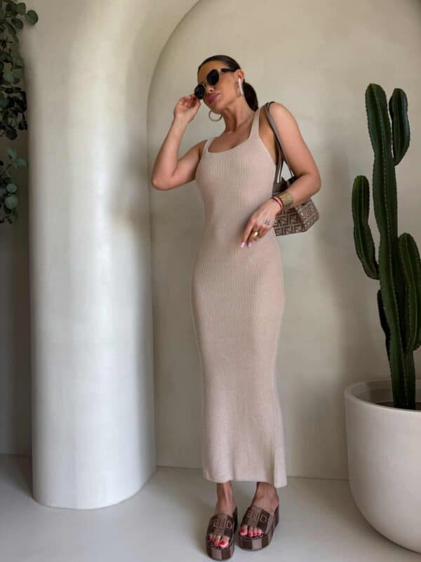 Sukienka NADI - ciemny beż