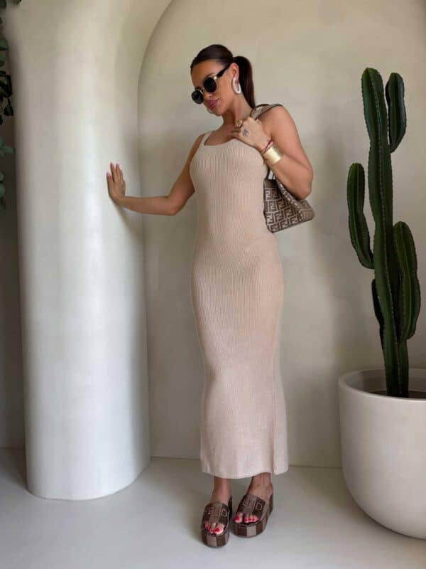 Sukienka NADI - ciemny beż