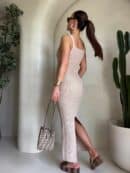 Sukienka NADI - ciemny beż