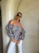 Bluzka hiszpanka MISS print ornament – blue