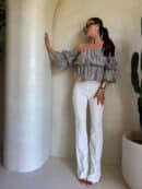 Bluzka hiszpanka MISS print ornament – blue