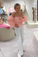 Bluzka hiszpanka MISS print ornament – różowy