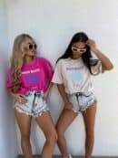 Dekatyzowany t-shirt SHELL - jasny beż