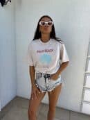 Dekatyzowany t-shirt SHELL - jasny beż