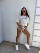 Dekatyzowany t-shirt SHELL - jasny beż