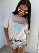 Dekatyzowany t-shirt SHELL - jasny beż