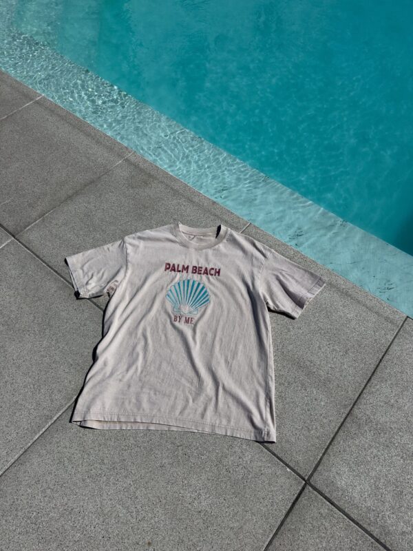 Dekatyzowany t-shirt SHELL - jasny beż