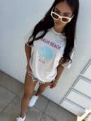 Dekatyzowany t-shirt SHELL - jasny beż