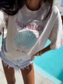 Dekatyzowany t-shirt SHELL - jasny beż