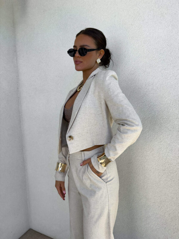 Marynarka SLIM natural - szaro-beż